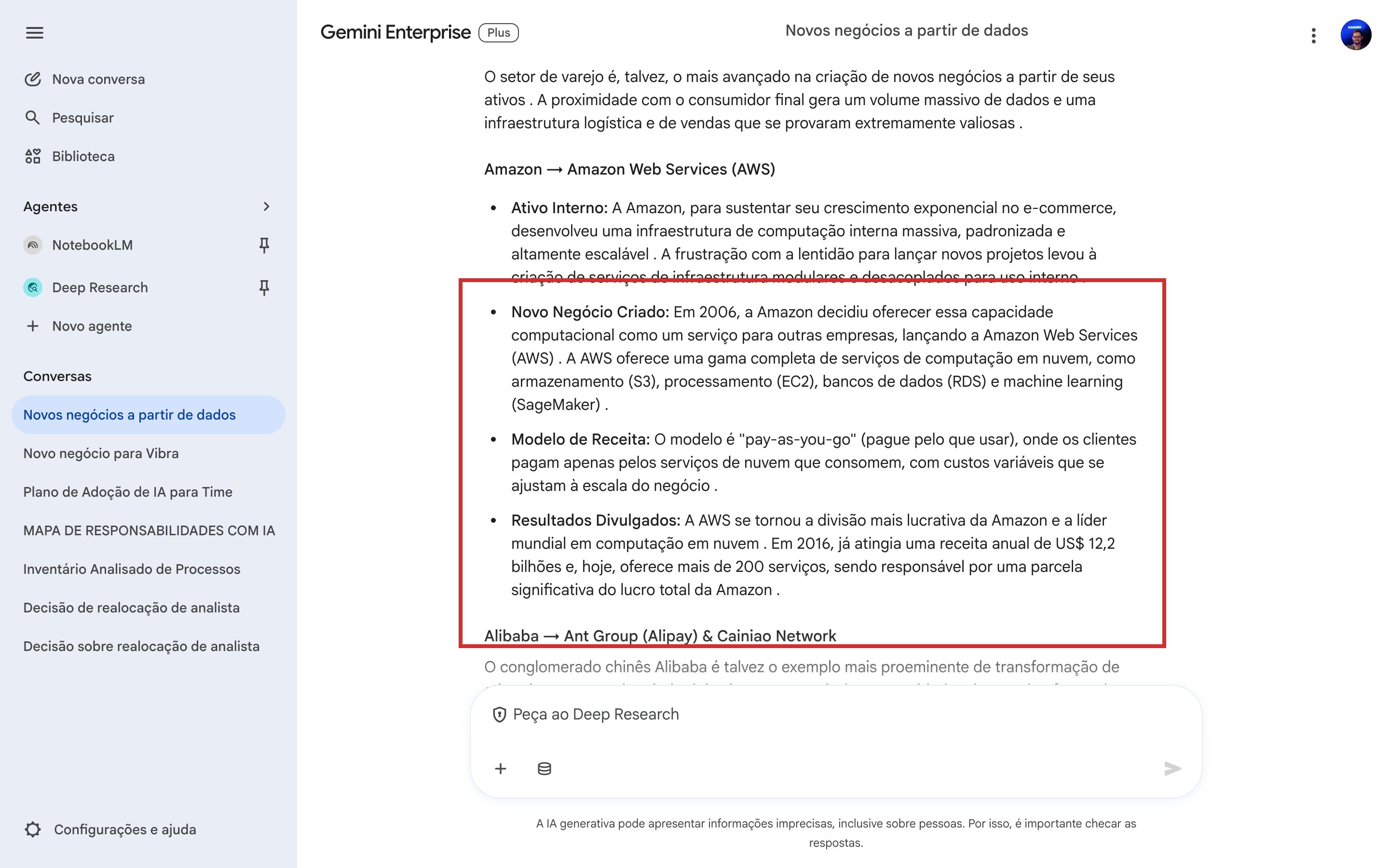 Relatório final do Deep Research com casos de novos negócios e citações